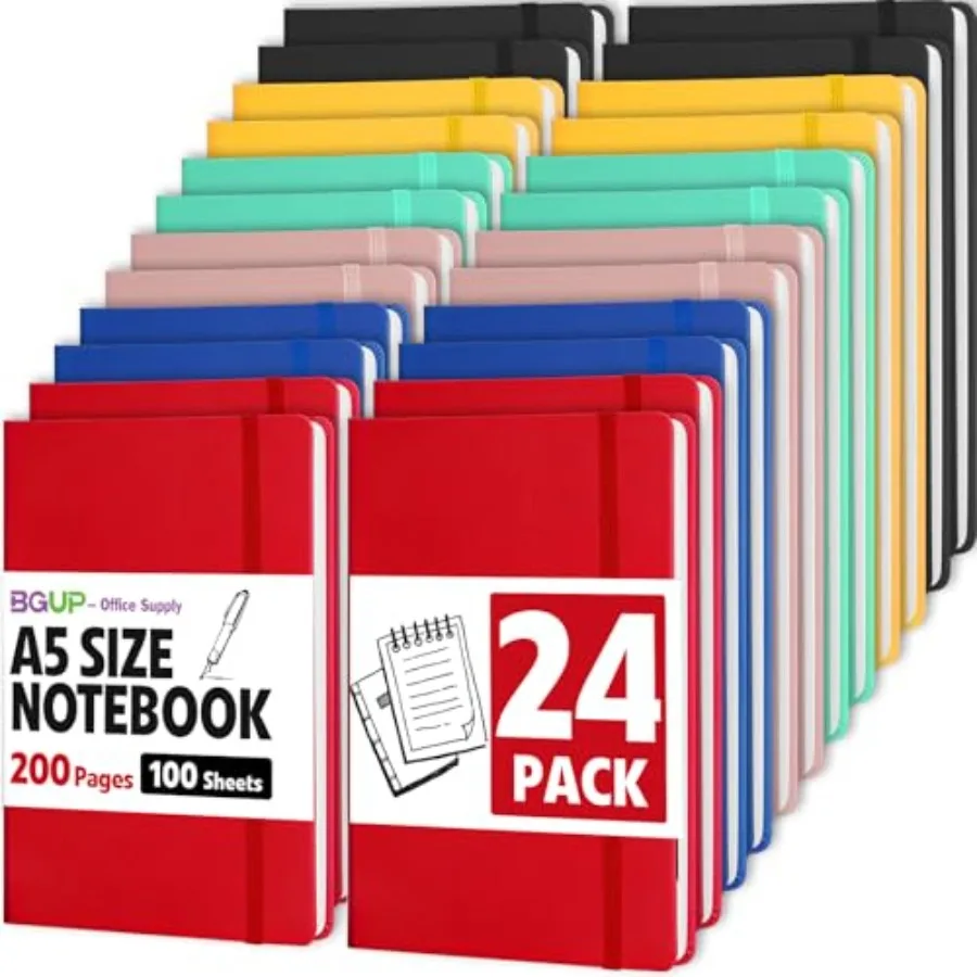 24 Pack Lined Journal Notebook for Work, 200 Pages, Medium 5.5" x 8.3", A5 College Ruled Notebook, 6 Colors, Hardcover Journali
24 Pack Lined Journal Notebook for Work, 200 Pages, Medium 5.5" x 8.3", A5 College Ruled Notebook, 6 Colors, Hardcover Journali