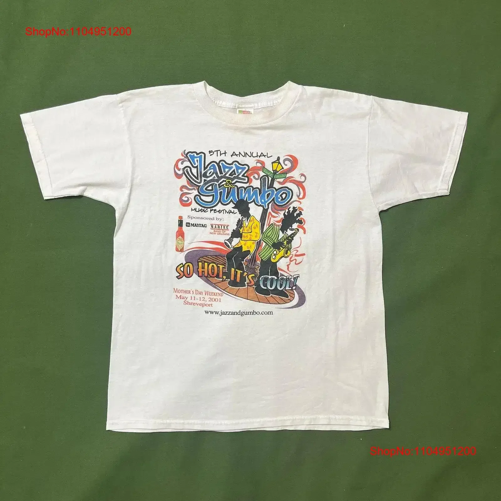 Винтажная футболка 00s Y2K 2001 Jazz and Gumbo Fest Shreveport Louisiana, туристическая сувенирная футболка, белая, большая, винтажная, стираная 
Винтажная футболка 00s Y2K 2001 Jazz and Gumbo Fest Shreveport Louisiana, туристическая сувенирная футболка, белая, большая, винтажная, стираная