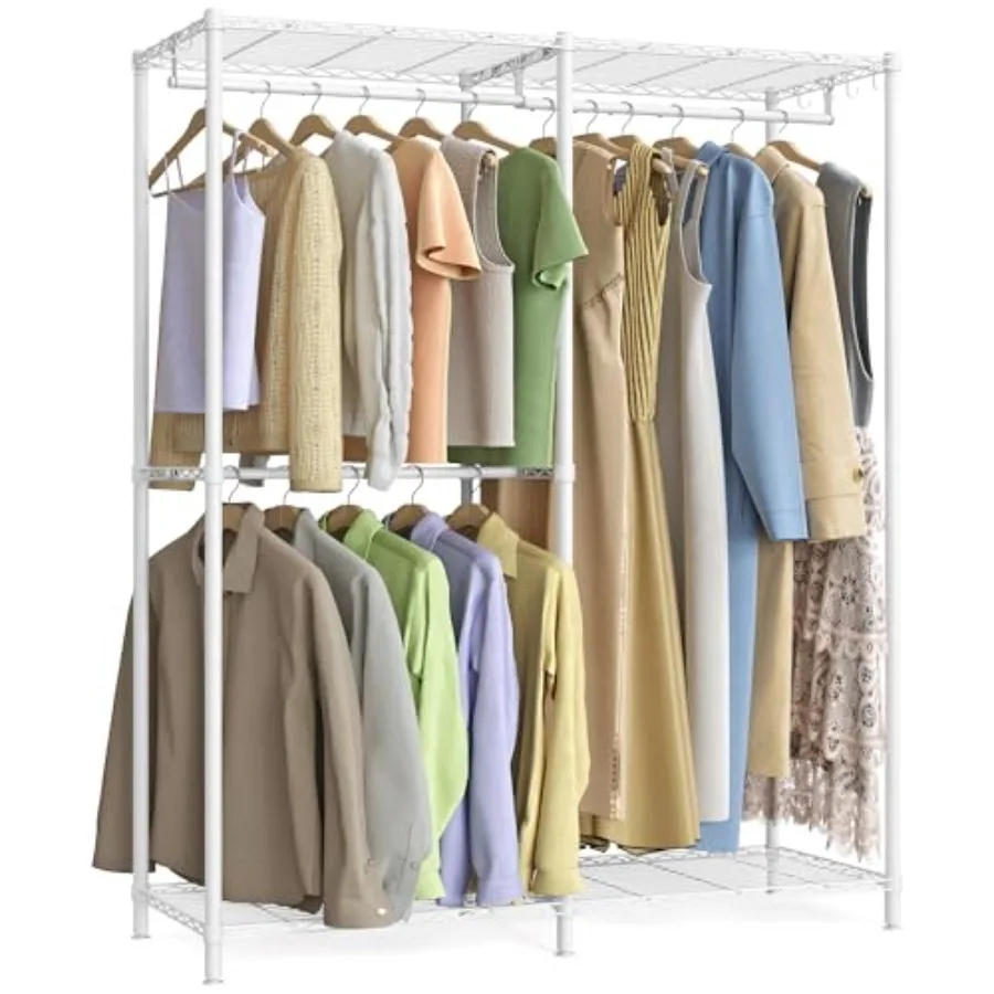Clothes Rack Freestanding Wardrobe Closet Metal Clothing Racks Heavy-Duty Garment Rack with Adjustable Shelves Hanging Rods Div
Clothes Rack Freestanding Wardrobe Closet Metal Clothing Racks Heavy-Duty Garment Rack with Adjustable Shelves Hanging Rods Div