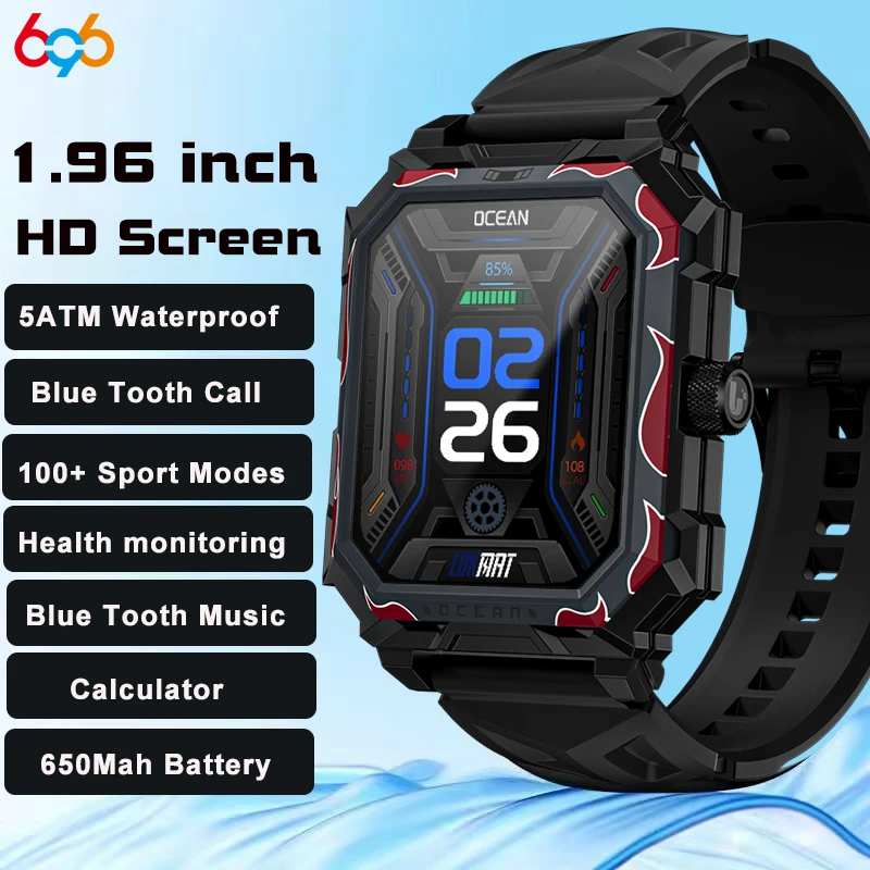 Outdoor Sports Fitness 5ATM Waterproof Blue Tooth Call Men Smart Watch 1.96" HD Music Heart Rate 650MAH Calculator Smartwatch
Outdoor Sports Fitness 5ATM Waterproof Blue Tooth Call Men Smart Watch 1.96" HD Music Heart Rate 650MAH Calculator Smartwatch