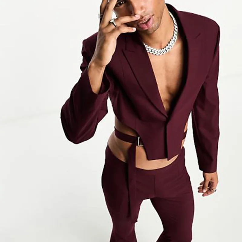 Осень-зима, новый мужской дизайн, короткий полый сексуальный пиджак на шнуровке, однотонный пиджак 
Осень-зима, новый мужской дизайн, короткий полый сексуальный пиджак на шнуровке, однотонный пиджак