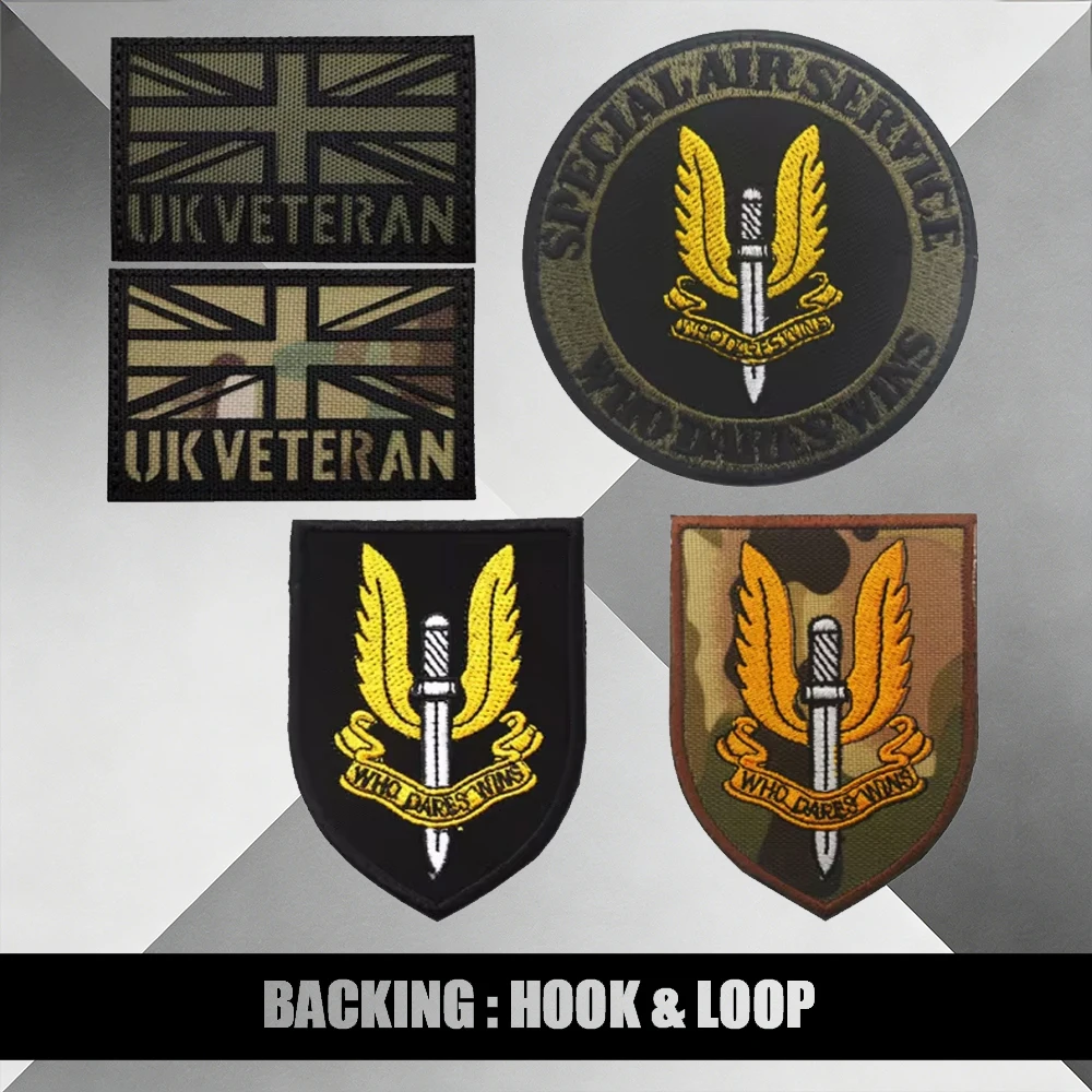 British SAS Tactical Patches - UK Veteran & Who Dares Wins Embroidered Patches for Backpacks With Hook&Loop Backing
British SAS Tactical Patches - UK Veteran & Who Dares Wins Embroidered Patches for Backpacks With Hook&Loop Backing