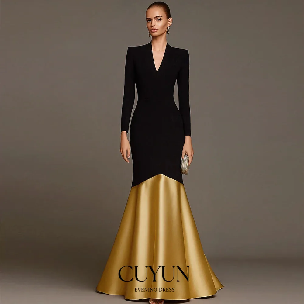 CUYUN V-Neck Long Sleeves Mermaid Evening Gown Elegant Formal Event Dress Women Customized Contrast Color Banquet Dinner Gown
CUYUN V-Neck Long Sleeves Mermaid Evening Gown Elegant Formal Event Dress Women Customized Contrast Color Banquet Dinner Gown
