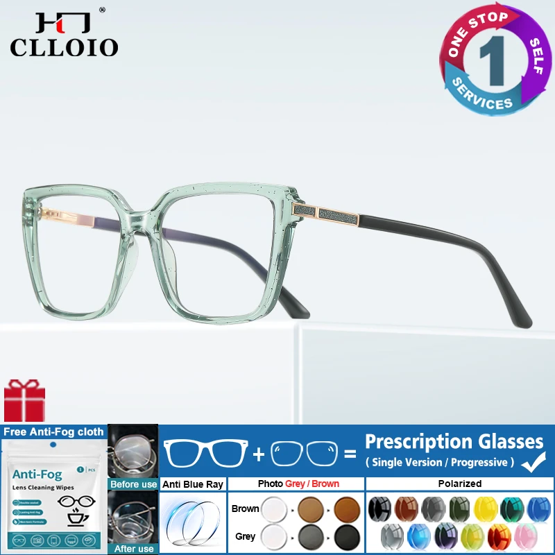 CLLOIO New Fashion Glitter Prescription Glasses Women's Large Frames Photochromic Glasses Square Myopia Reading Eyeglasses 2245
CLLOIO New Fashion Glitter Prescription Glasses Women's Large Frames Photochromic Glasses Square Myopia Reading Eyeglasses 2245