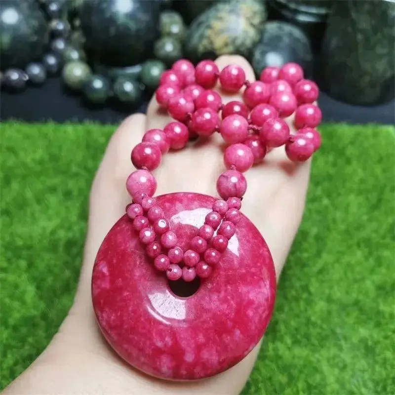 Genuine Peach Blossom Jade Peace Buckle Necklace Women's Fashion Sweater Chain Ornament round Beads Pink Necklace Ornament Gift
Genuine Peach Blossom Jade Peace Buckle Necklace Women's Fashion Sweater Chain Ornament round Beads Pink Necklace Ornament Gift