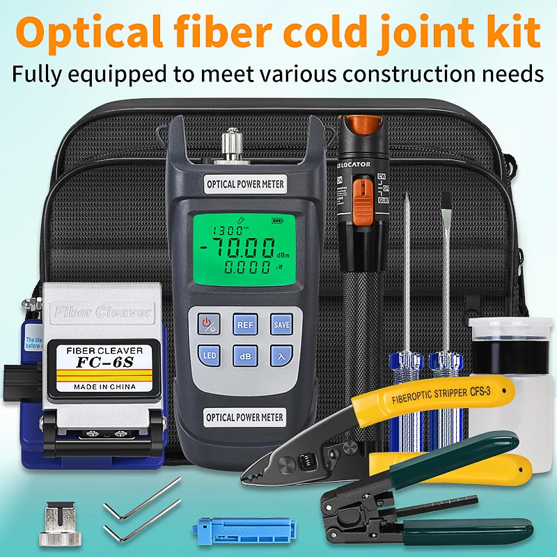 Набор инструментов для оптоволокна FTTH с оптическим скалывателем FC-6S, стриппером для оптоволокна, отверткой, измерителем оптической мощности (OPM), визуальным локатором неисправностей (VFL)
Набор инструментов для оптоволокна FTTH с оптическим скалывателем FC-6S, стриппером для оптоволокна, отверткой, измерителем оптической мощности (OPM), визуальным локатором неисправностей (VFL)