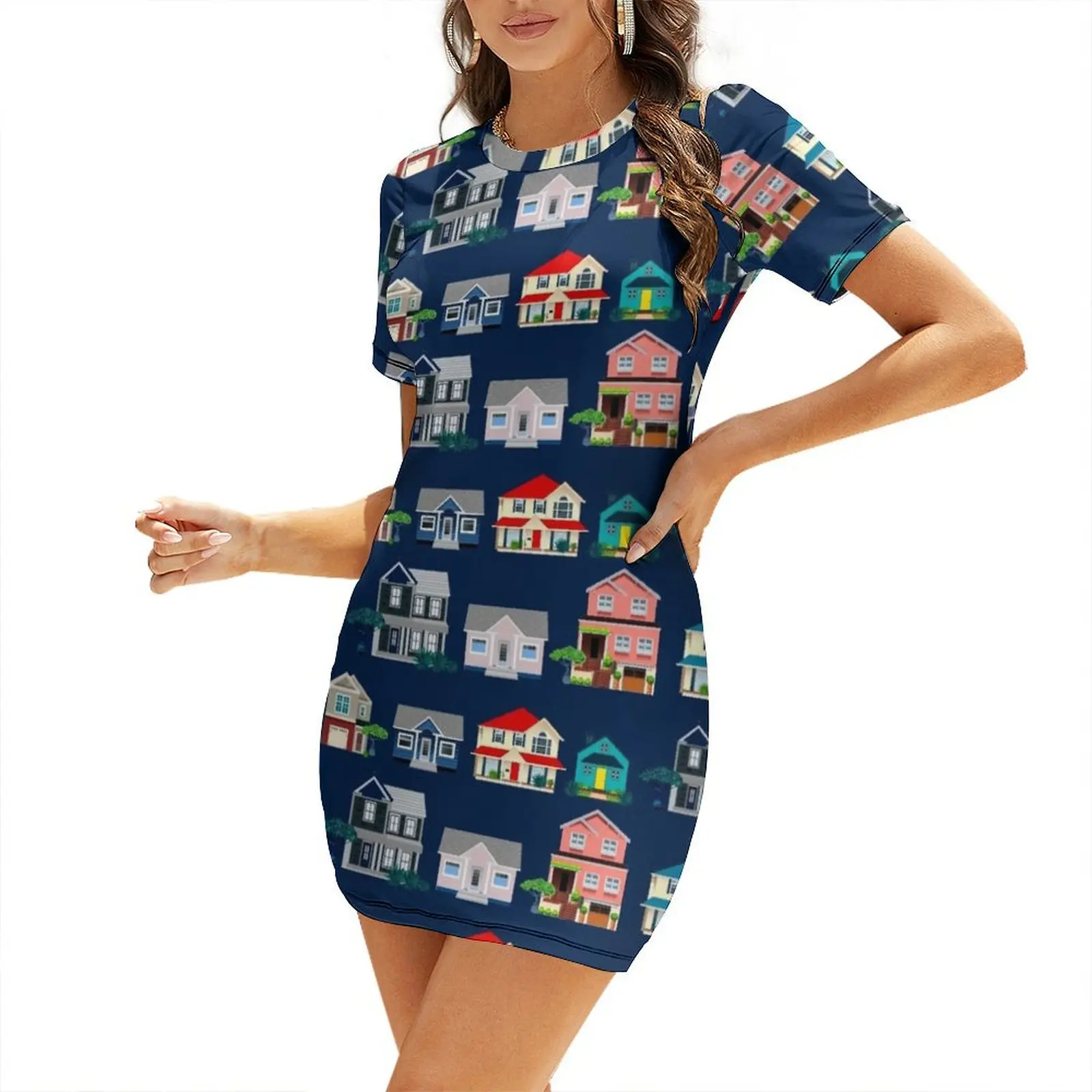Houses on Street Short Sleeved Dress women clothes women dresses summer dress woman 2025 trendy Women's long dress
Houses on Street Short Sleeved Dress women clothes women dresses summer dress woman 2025 trendy Women's long dress