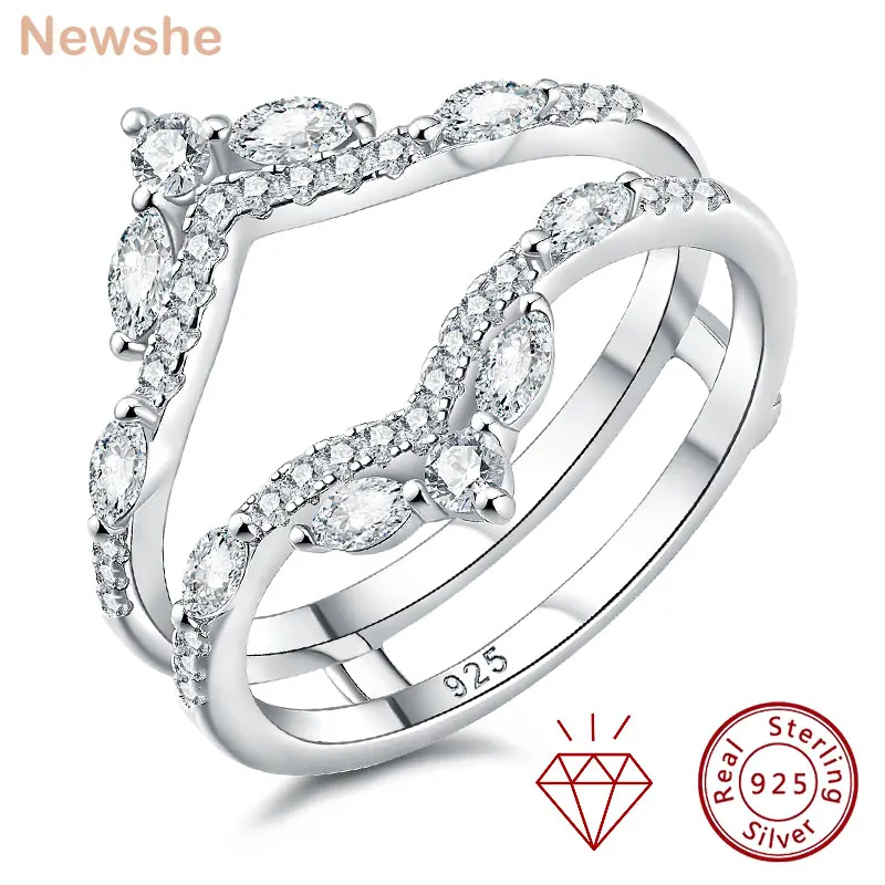 Newshe 925 Sterling Silver Moissanite/Zircons Wedding Ring Enhancers for Women Adjustable Crown Guard Band
Newshe 925 Sterling Silver Moissanite/Zircons Wedding Ring Enhancers for Women Adjustable Crown Guard Band