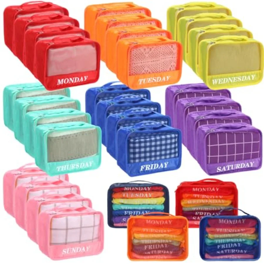 Days of Week Packing Cubes Weekly Organizer Travel Storage Bag School Clothes for Summer Camp Family Polyester, Navy Blue, Colo
Days of Week Packing Cubes Weekly Organizer Travel Storage Bag School Clothes for Summer Camp Family Polyester, Navy Blue, Colo