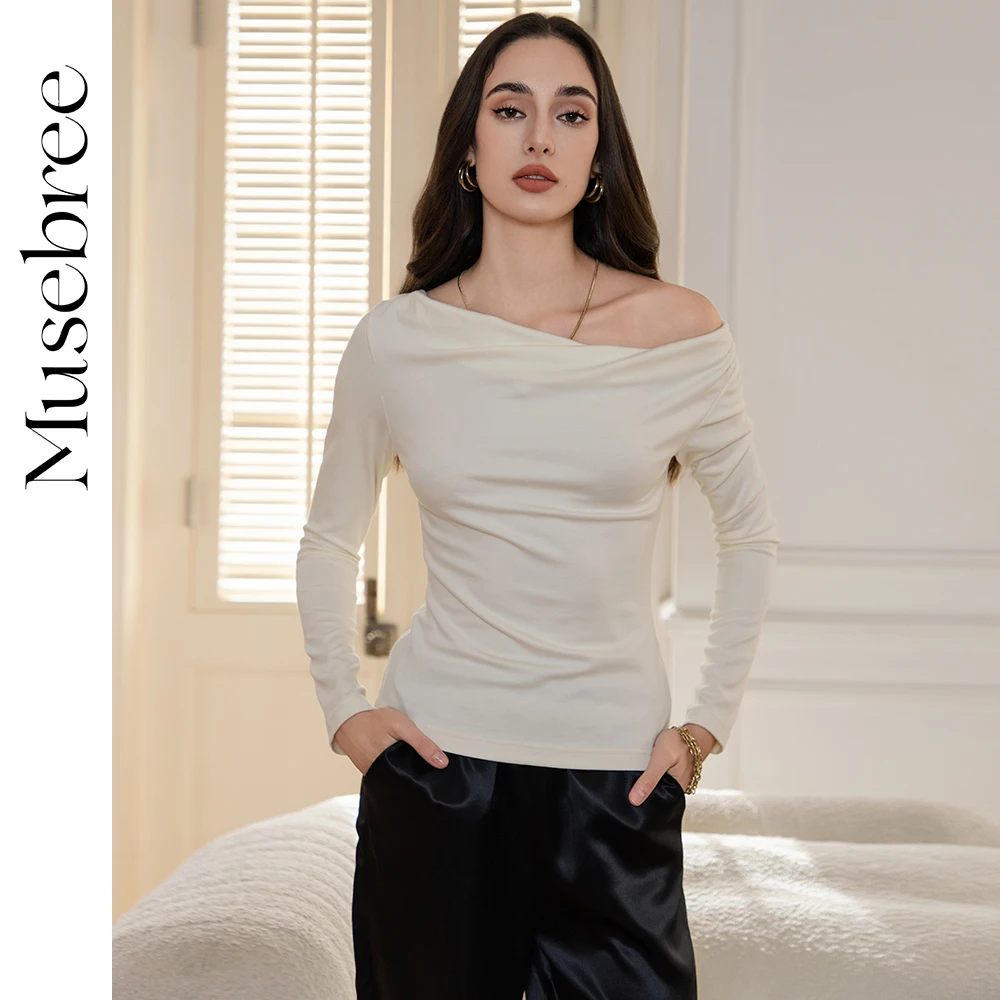 Musebree Women's Slash Neck T Shirts Ladies Girls Slim Fit Long Sleeve T Shirt White Casual Tops Spring Summer Women Clothing
Musebree Women's Slash Neck T Shirts Ladies Girls Slim Fit Long Sleeve T Shirt White Casual Tops Spring Summer Women Clothing