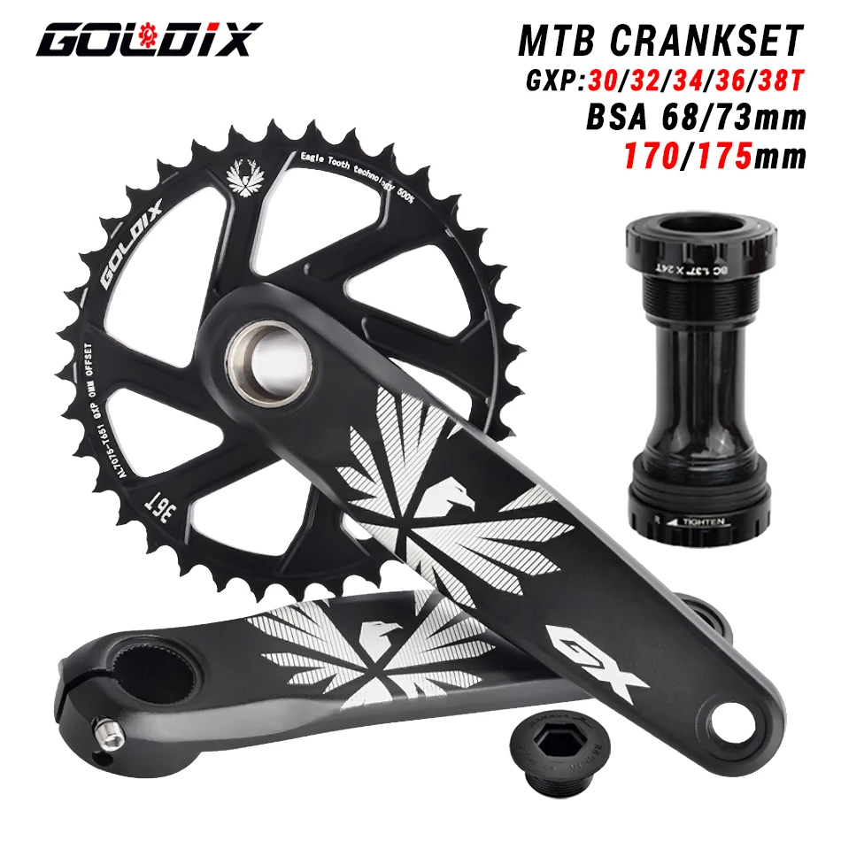 GOLDIX Bicycle Crankset 170/175mm Crank Install Directly 3-Bolt 0mm Offset Chainring 30/32/34/36/38T Mountain Bike Crankset
GOLDIX Bicycle Crankset 170/175mm Crank Install Directly 3-Bolt 0mm Offset Chainring 30/32/34/36/38T Mountain Bike Crankset