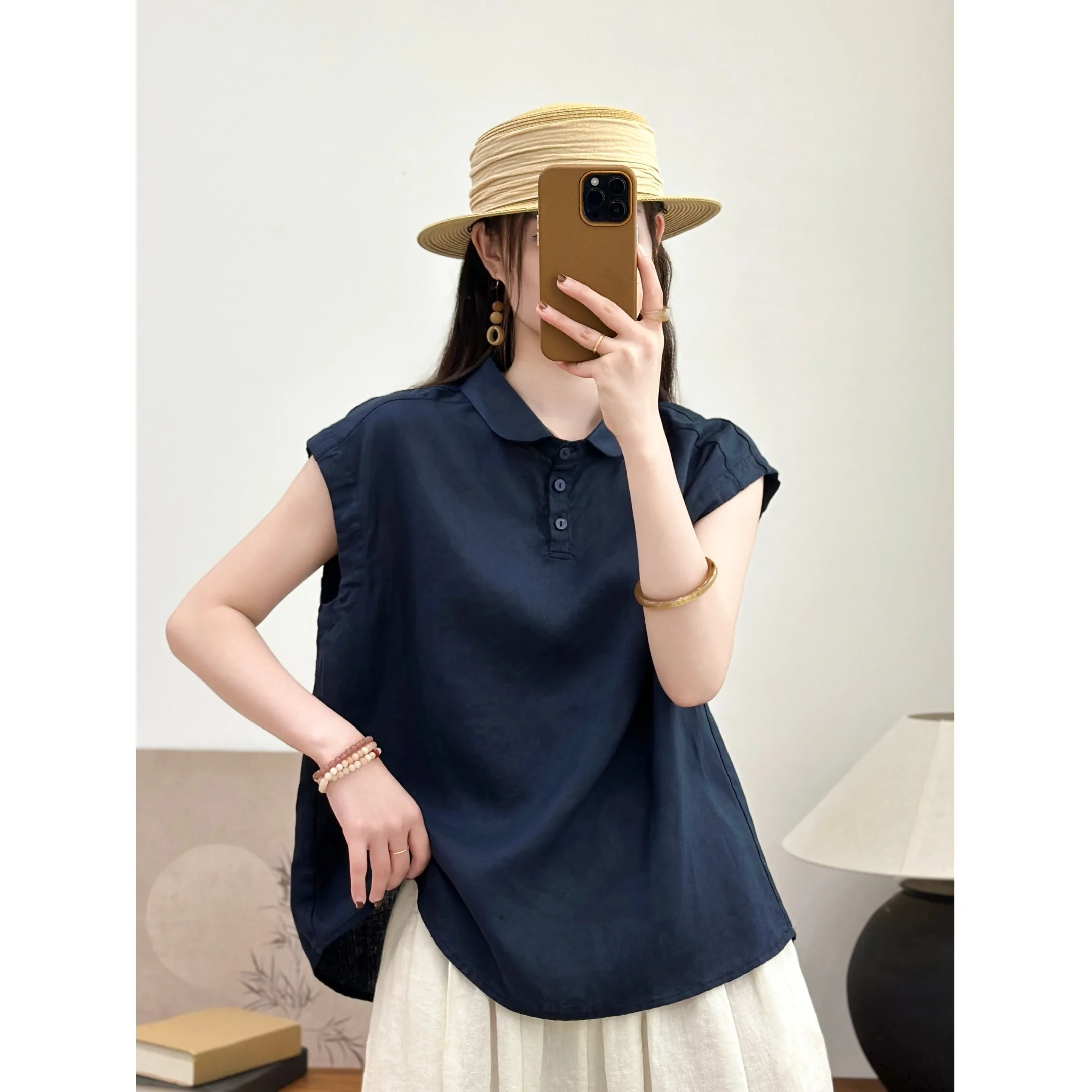 Slimming Large Size Women's Linen Button-Up Sleeveless Shirt Stand Collar Base Layer Top Spring Summer New Style Casual Fashion
Slimming Large Size Women's Linen Button-Up Sleeveless Shirt Stand Collar Base Layer Top Spring Summer New Style Casual Fashion