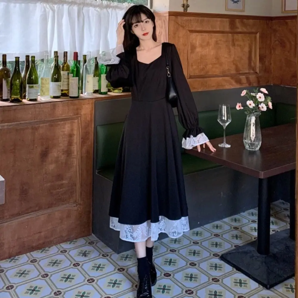 Elegant Slim Fit Lace Princes Dress A-line Sweet Girls Long Dress Pleated Ballet Style Puff Long Sleeved Dress Streetwear
Elegant Slim Fit Lace Princes Dress A-line Sweet Girls Long Dress Pleated Ballet Style Puff Long Sleeved Dress Streetwear