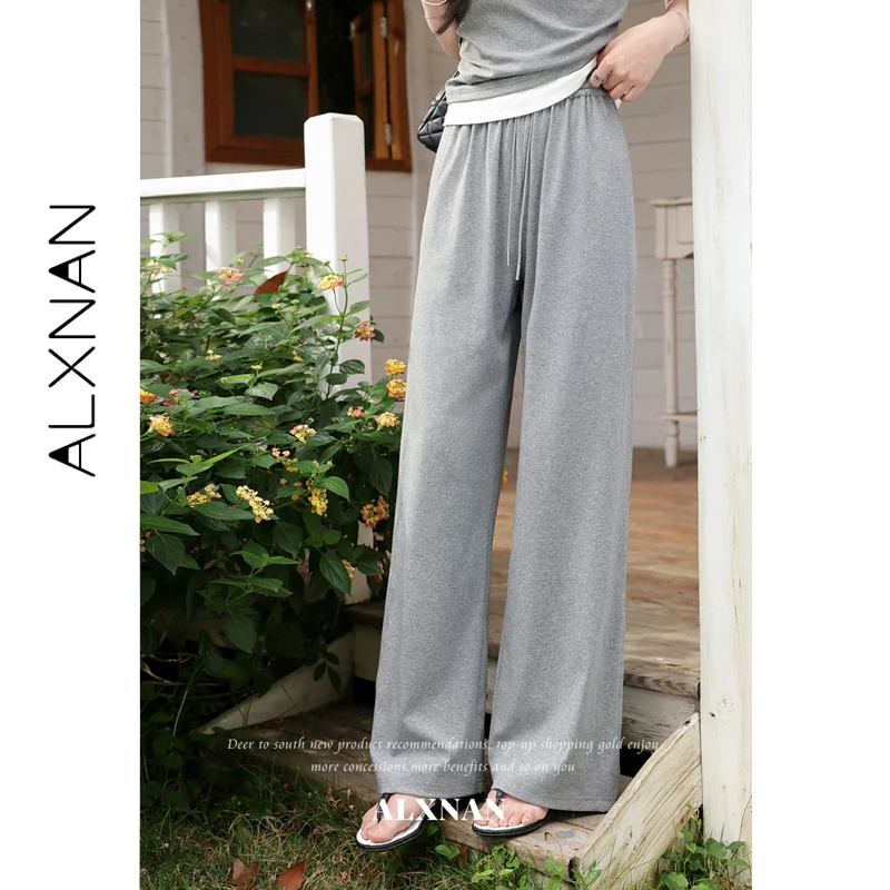 ALXNAN Grey Baggy Pants Wide-leg Loose-fit Versatile Casual Pants Women Summer New Elastic Waist Sporty Trousers Ladies L65066
ALXNAN Grey Baggy Pants Wide-leg Loose-fit Versatile Casual Pants Women Summer New Elastic Waist Sporty Trousers Ladies L65066