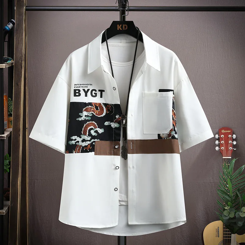 Мужская летняя новая свободная рубашка из ледяного шелка с коротким рукавом, в стиле рабочей одежды, модная повседневная, с пэчворком, для отдыха, молодежная.
Мужская летняя новая свободная рубашка из ледяного шелка с коротким рукавом, в стиле рабочей одежды, модная повседневная, с пэчворком, для отдыха, молодежная.