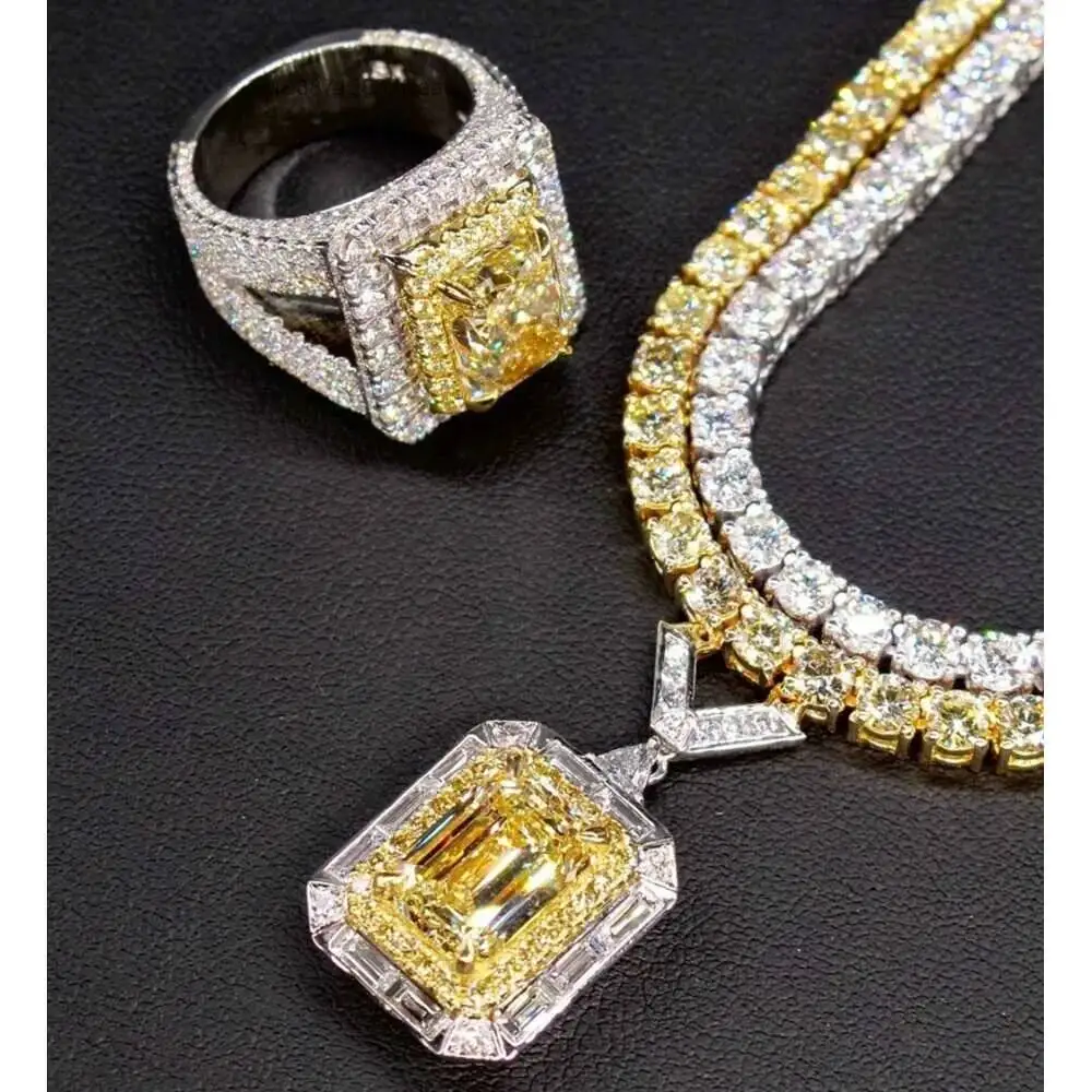 Luxury Luxury Fine Moissanite Jewelry Emerald Yellow Moissanite Pendant and Ring Silver 925 Plated White Gold for Hip Hop Man.
Luxury Luxury Fine Moissanite Jewelry Emerald Yellow Moissanite Pendant and Ring Silver 925 Plated White Gold for Hip Hop Man.