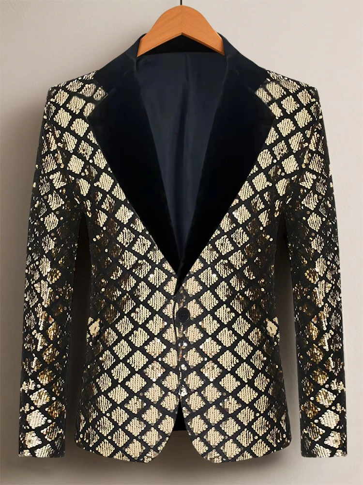 Fashion Men Luxurious Sequin Plaid Suit Jacket Stage Performance Street Performer Casual Blazer Men's Coat Long Sleeved Top
Fashion Men Luxurious Sequin Plaid Suit Jacket Stage Performance Street Performer Casual Blazer Men's Coat Long Sleeved Top