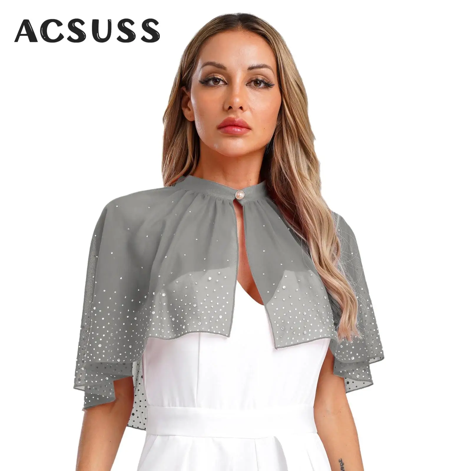Womens Chiffon Wedding Bolero Shawl Shrug Shiny Rhinestone Capes Wraps Banquet Party Bridal Bridesmaid Evening Dress Cover Up
Womens Chiffon Wedding Bolero Shawl Shrug Shiny Rhinestone Capes Wraps Banquet Party Bridal Bridesmaid Evening Dress Cover Up
