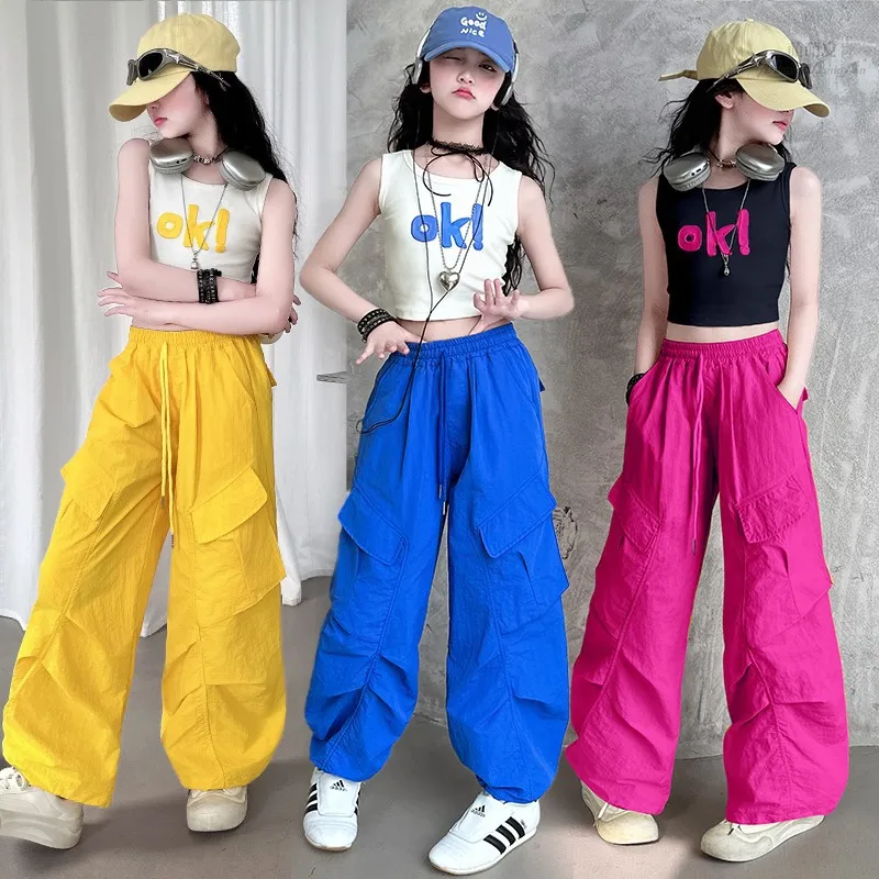 two piece set teenage girls dance costume children summer vest + cargo pants hip hop jazz suit crop top streetwear 6 to 16 yrs
two piece set teenage girls dance costume children summer vest + cargo pants hip hop jazz suit crop top streetwear 6 to 16 yrs
