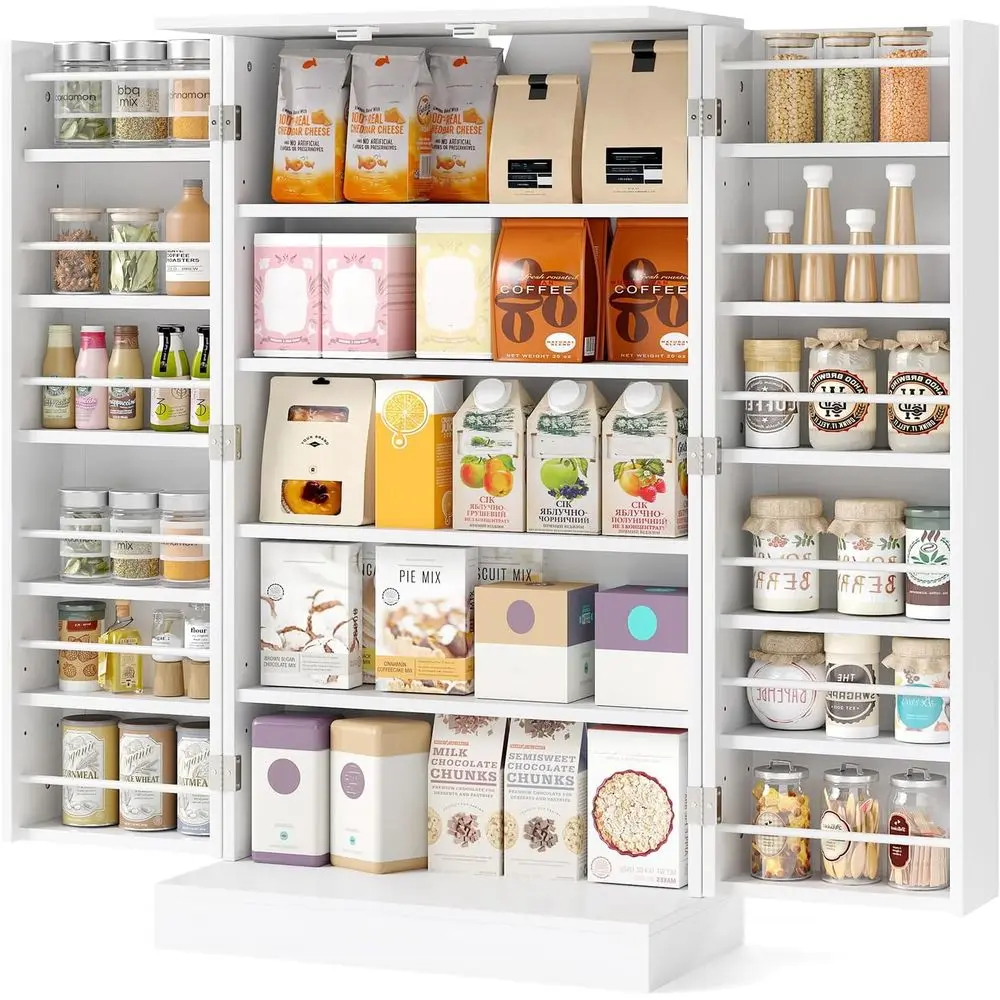 5-Tier Kitchen Pantry Cabinet with 17 Shelves & 12 Guardrails, Adjustable 3-Level Storage for Dining or Living Room (White)
5-Tier Kitchen Pantry Cabinet with 17 Shelves & 12 Guardrails, Adjustable 3-Level Storage for Dining or Living Room (White)