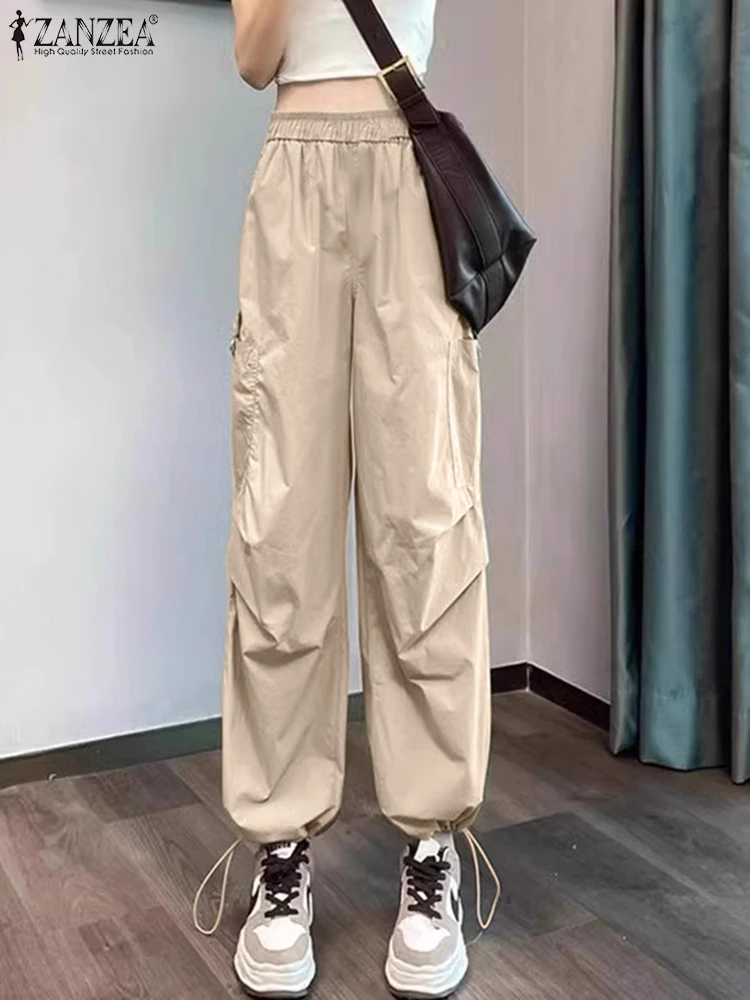 Women Solid Color Pants ZANZEA Fashion Elastic Waist Cargo Pants Holiday Korean Pockets Loose Trouser Chic 2025 Summer Long Pant
Women Solid Color Pants ZANZEA Fashion Elastic Waist Cargo Pants Holiday Korean Pockets Loose Trouser Chic 2025 Summer Long Pant
