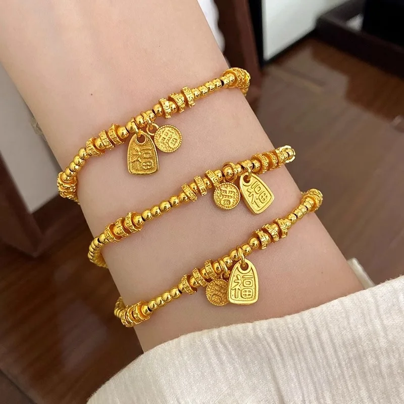Golden Fortune - strung Rhyme Chain: 24K Gold Women's Auspicious Beaded Bracelet. Made of AU999, conveys wonderful wishes
Golden Fortune - strung Rhyme Chain: 24K Gold Women's Auspicious Beaded Bracelet. Made of AU999, conveys wonderful wishes