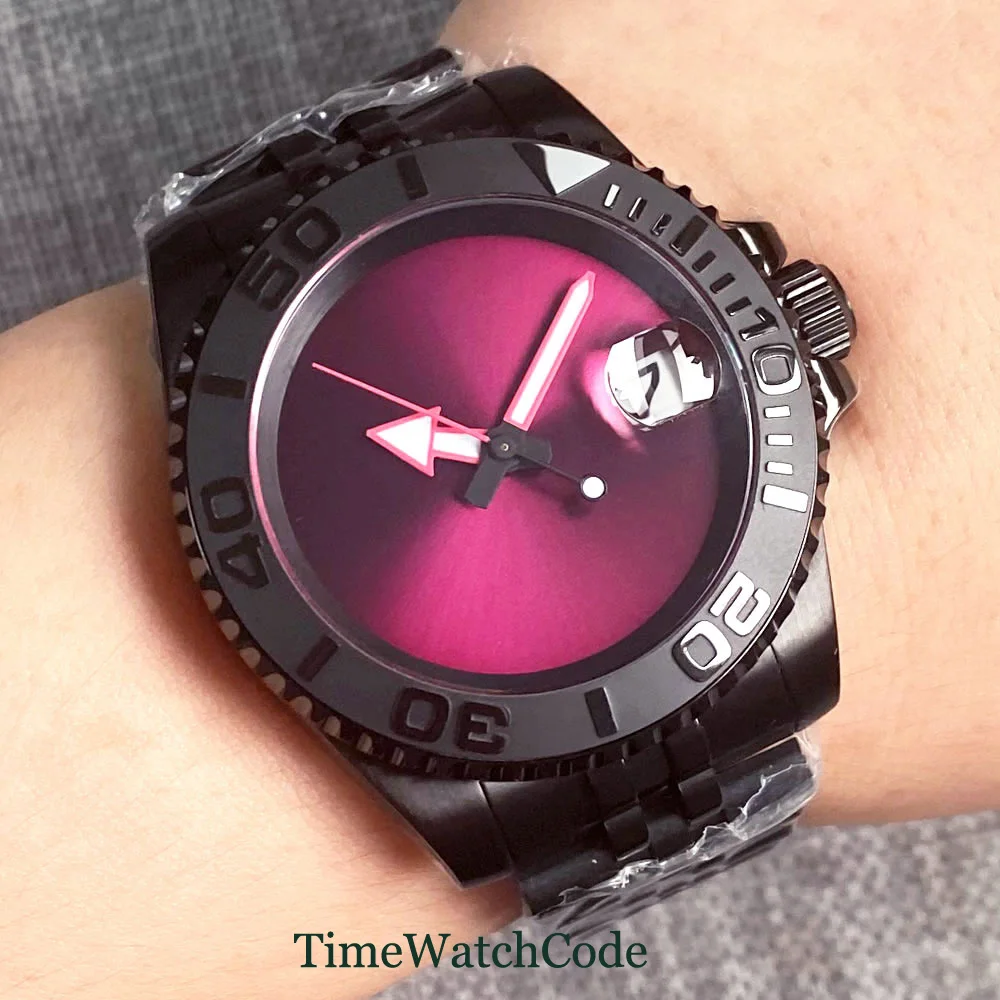 20ATM NH35A Men's Watch Mechanical Automatic Watch 40mm PVD Sapphire Crystal Purple Dial Date solid Strap Ceramic/Alloy Bezel
20ATM NH35A Men's Watch Mechanical Automatic Watch 40mm PVD Sapphire Crystal Purple Dial Date solid Strap Ceramic/Alloy Bezel