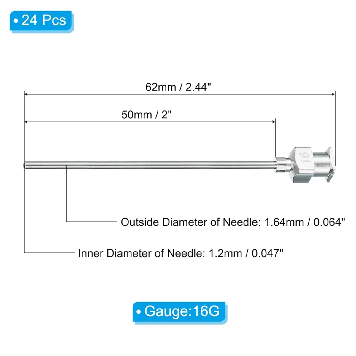 Игла для дозирования жидкости BAAQ с тупым наконечником, 24 шт., 2-дюймовые иглы для дозирования жидкости из нержавеющей стали с замком для приманки, 16 г 
Игла для дозирования жидкости BAAQ с тупым наконечником, 24 шт., 2-дюймовые иглы для дозирования жидкости из нержавеющей стали с замком для приманки, 16 г