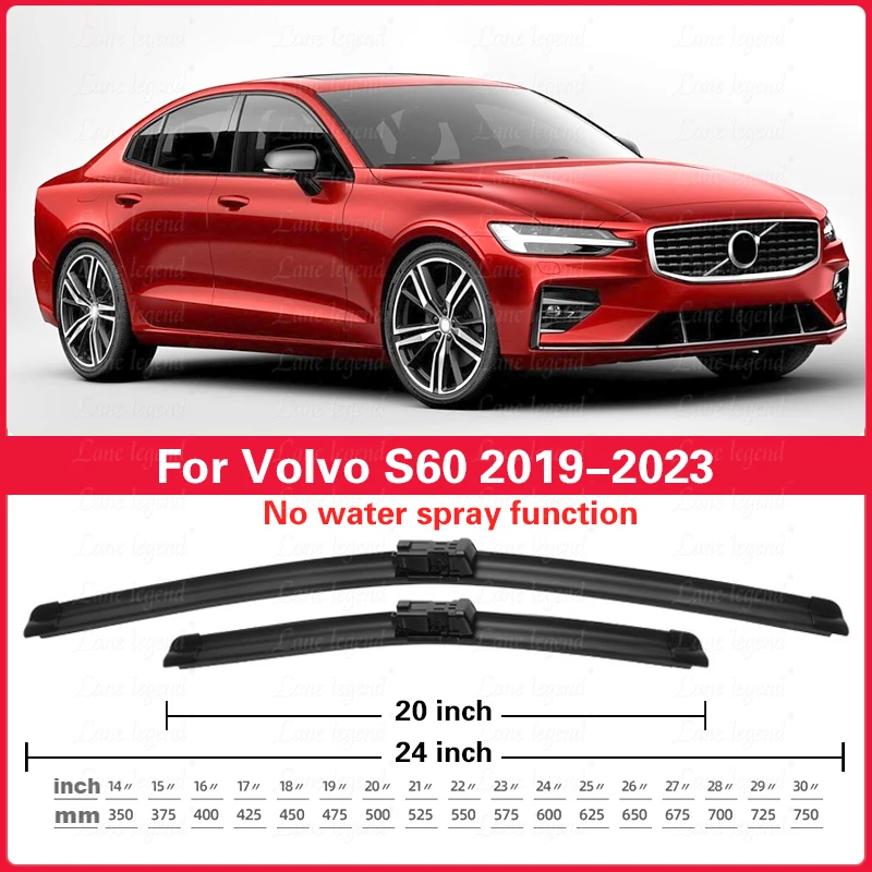 Natural Rubber Front Wiper Blades For Volvo S60 2019-2023 2022 2021 Car Accessorie Windshield Windscreen Window Brushes 24"+20"
Natural Rubber Front Wiper Blades For Volvo S60 2019-2023 2022 2021 Car Accessorie Windshield Windscreen Window Brushes 24"+20"
