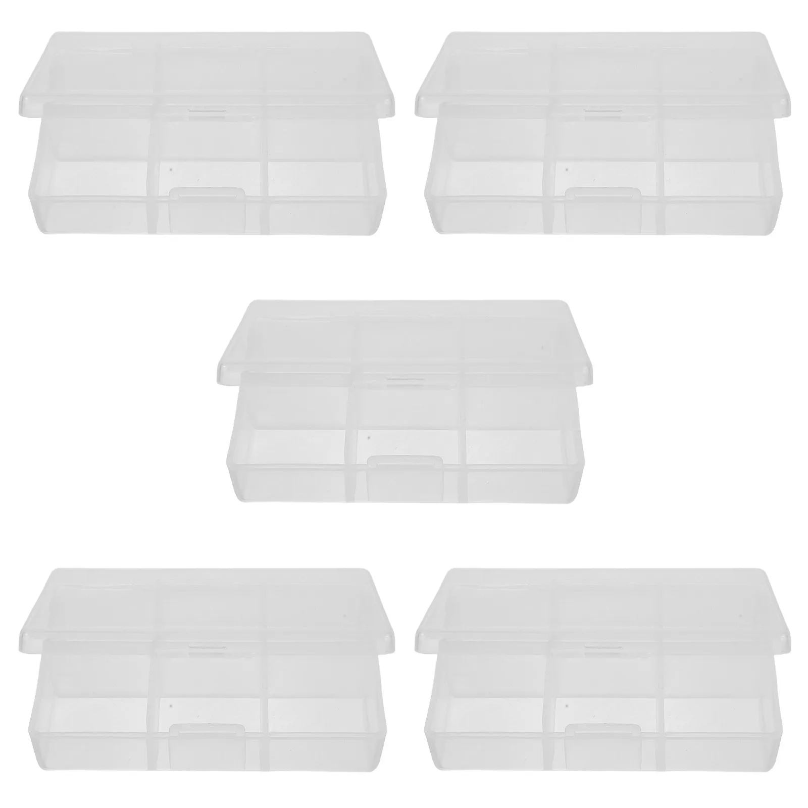 5Pcs Plastic Jewelry Organizer Box 6-Compartment Grid Slot Clear Storage Case with Hinged Lid for Earrings Beads Craft Supplies
5Pcs Plastic Jewelry Organizer Box 6-Compartment Grid Slot Clear Storage Case with Hinged Lid for Earrings Beads Craft Supplies