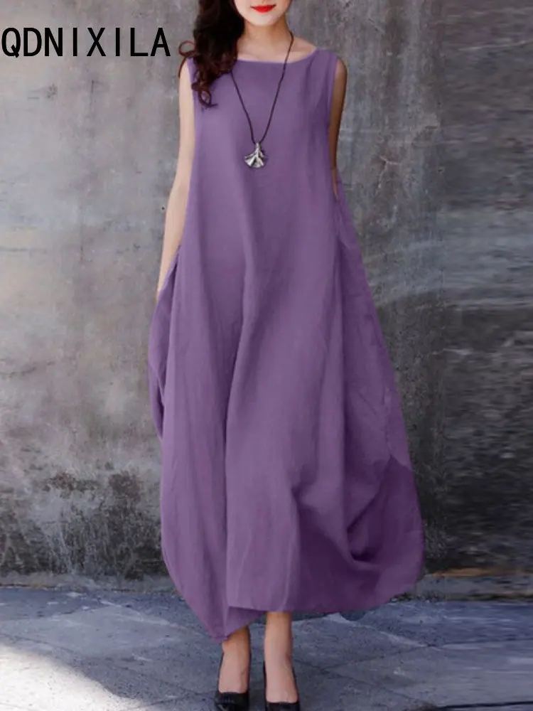 Sleeveless Dresses for Women Summer New Cotton Loose Swing Casual Robe Solid Color Round Neck Pocket Women's Sexy Dress 2024
Sleeveless Dresses for Women Summer New Cotton Loose Swing Casual Robe Solid Color Round Neck Pocket Women's Sexy Dress 2024