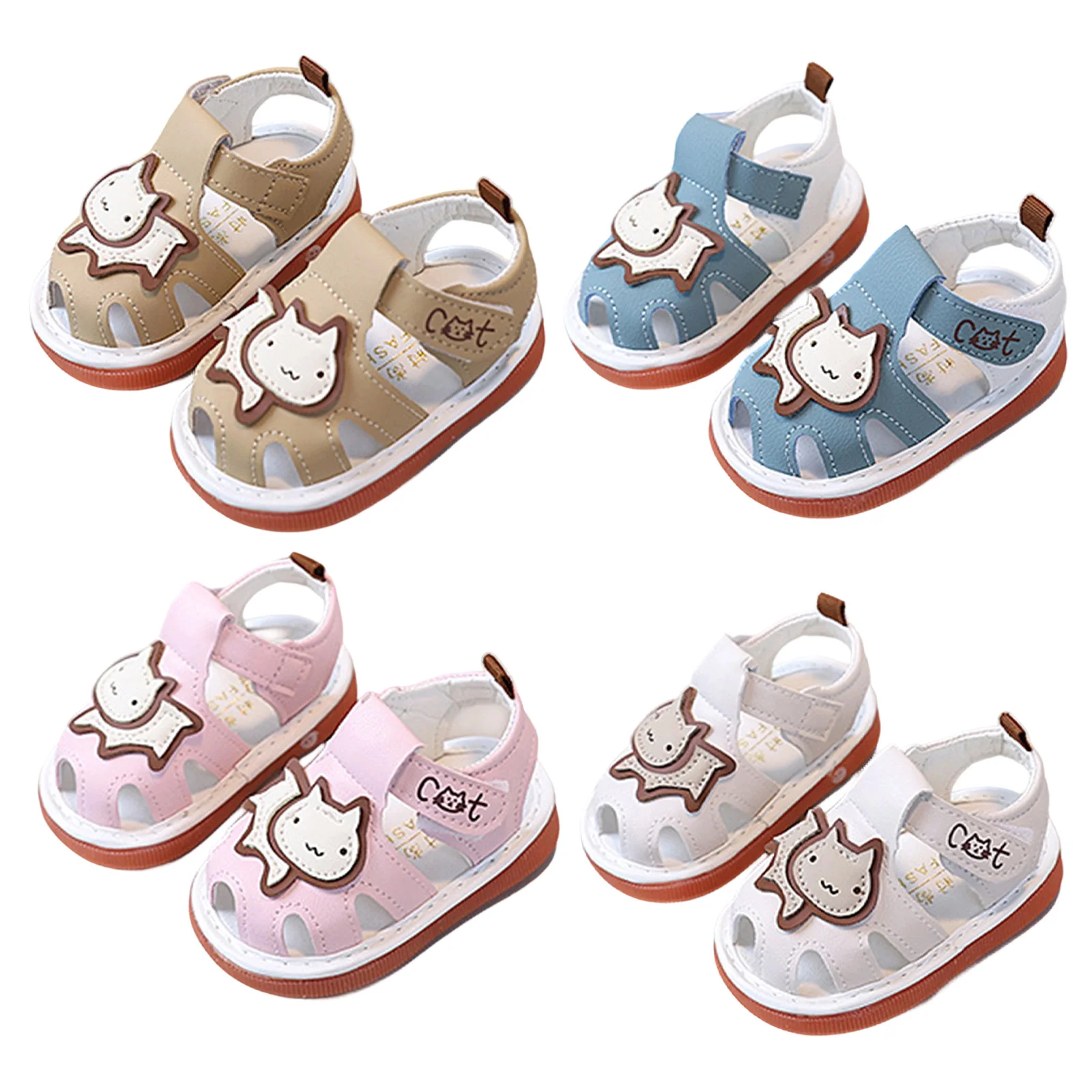 0-36months Infant Boy Girl Sandals Cartoon Cat Patch Decor Hollow Out baby boys Sandals Soft Sole Non-slip Squeaky Shoes
0-36months Infant Boy Girl Sandals Cartoon Cat Patch Decor Hollow Out baby boys Sandals Soft Sole Non-slip Squeaky Shoes