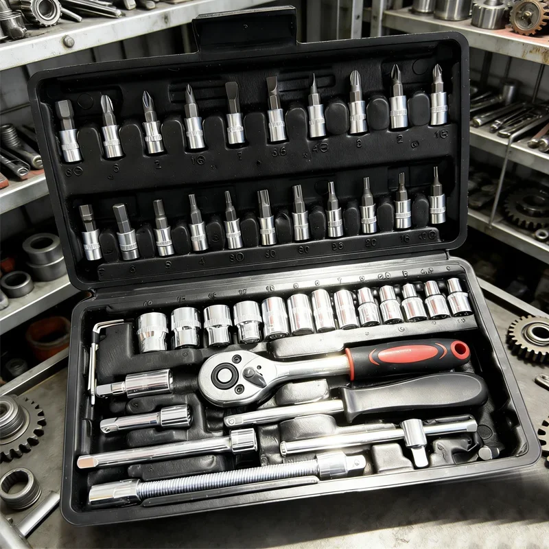 46PCS Household Car Repair Tool Set, Wrenches and Screwdrivers, Motorcycle Repair Kit, Portable Bicycle Repair Kit FQ4553-fro
46PCS Household Car Repair Tool Set, Wrenches and Screwdrivers, Motorcycle Repair Kit, Portable Bicycle Repair Kit FQ4553-fro