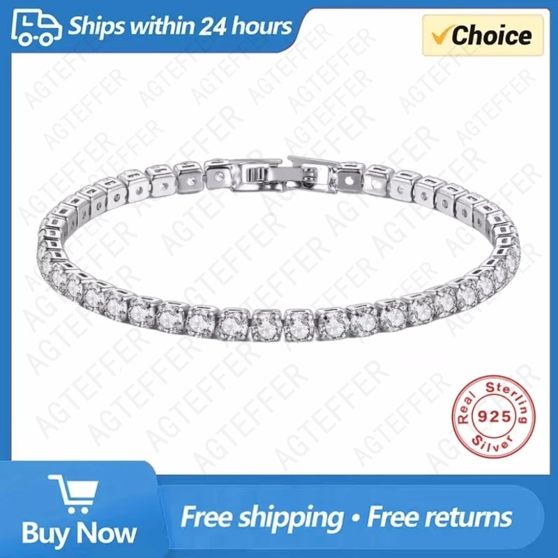 AGTEFFER S925 Sterling Silver Bracelet Zirconia Tennis Ball Women Fashion Simple Engagement Wedding Charm Jewelry 2/4mm 16-20cm
AGTEFFER S925 Sterling Silver Bracelet Zirconia Tennis Ball Women Fashion Simple Engagement Wedding Charm Jewelry 2/4mm 16-20cm