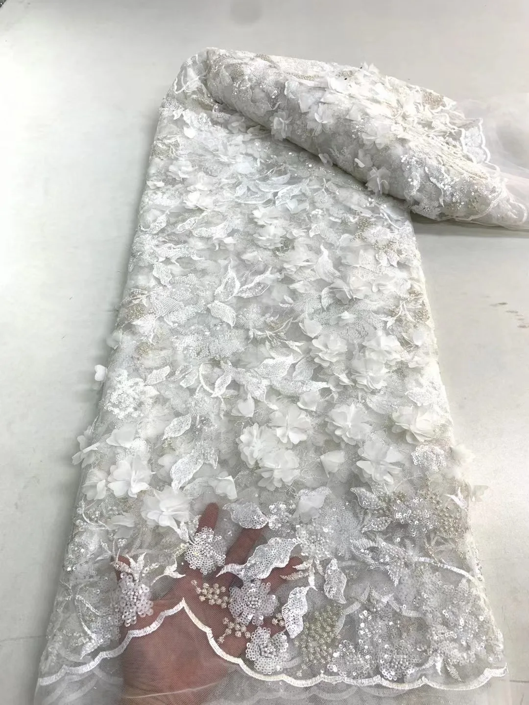 Pure White African Handmade Sequins Tulle Lace Fabric French Luxury Beaded 3D Flower Net Fabric For Bridal Evening Dresses Sew
Pure White African Handmade Sequins Tulle Lace Fabric French Luxury Beaded 3D Flower Net Fabric For Bridal Evening Dresses Sew