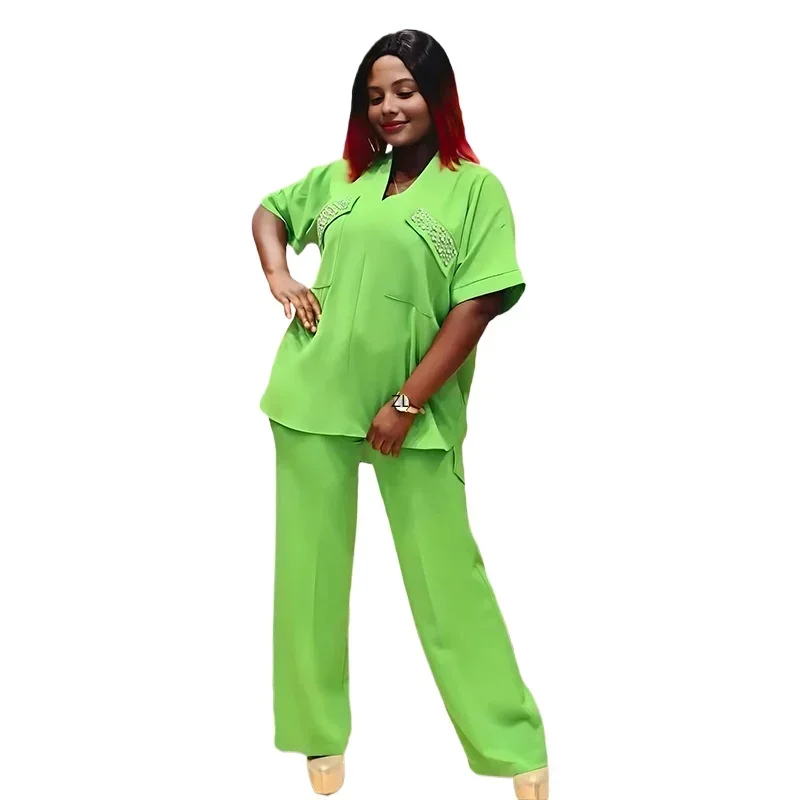 African Clothes for Women 2 Piece Summer Africa Half Sleeve V-neck Polyester Top Long Pant Matching Sets Outfits Africa Clothing
African Clothes for Women 2 Piece Summer Africa Half Sleeve V-neck Polyester Top Long Pant Matching Sets Outfits Africa Clothing