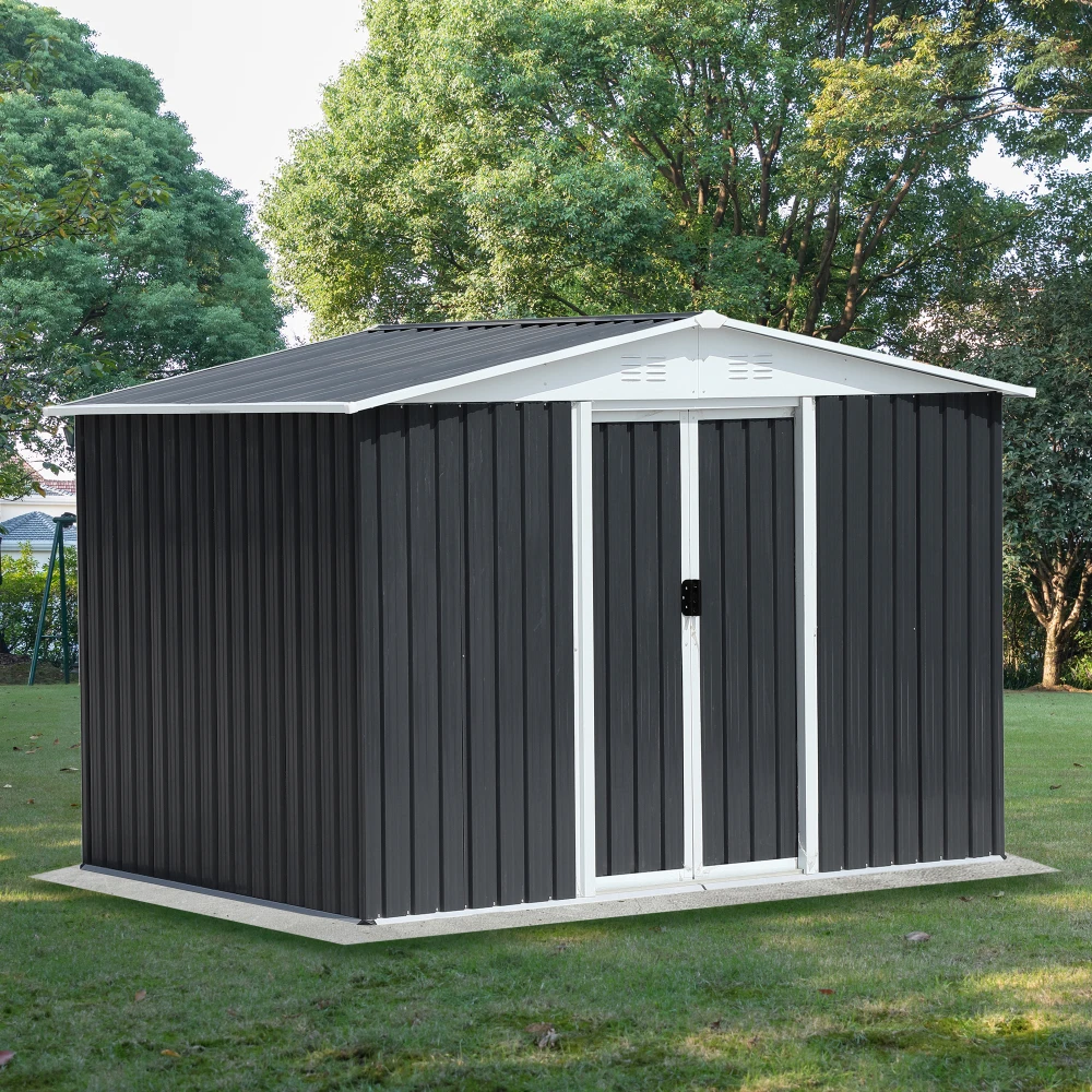 8x6 Feet Apex Roof Dark Grey Aluminum Alloy Frame Garden Shed With Sliding Door
8x6 Feet Apex Roof Dark Grey Aluminum Alloy Frame Garden Shed With Sliding Door