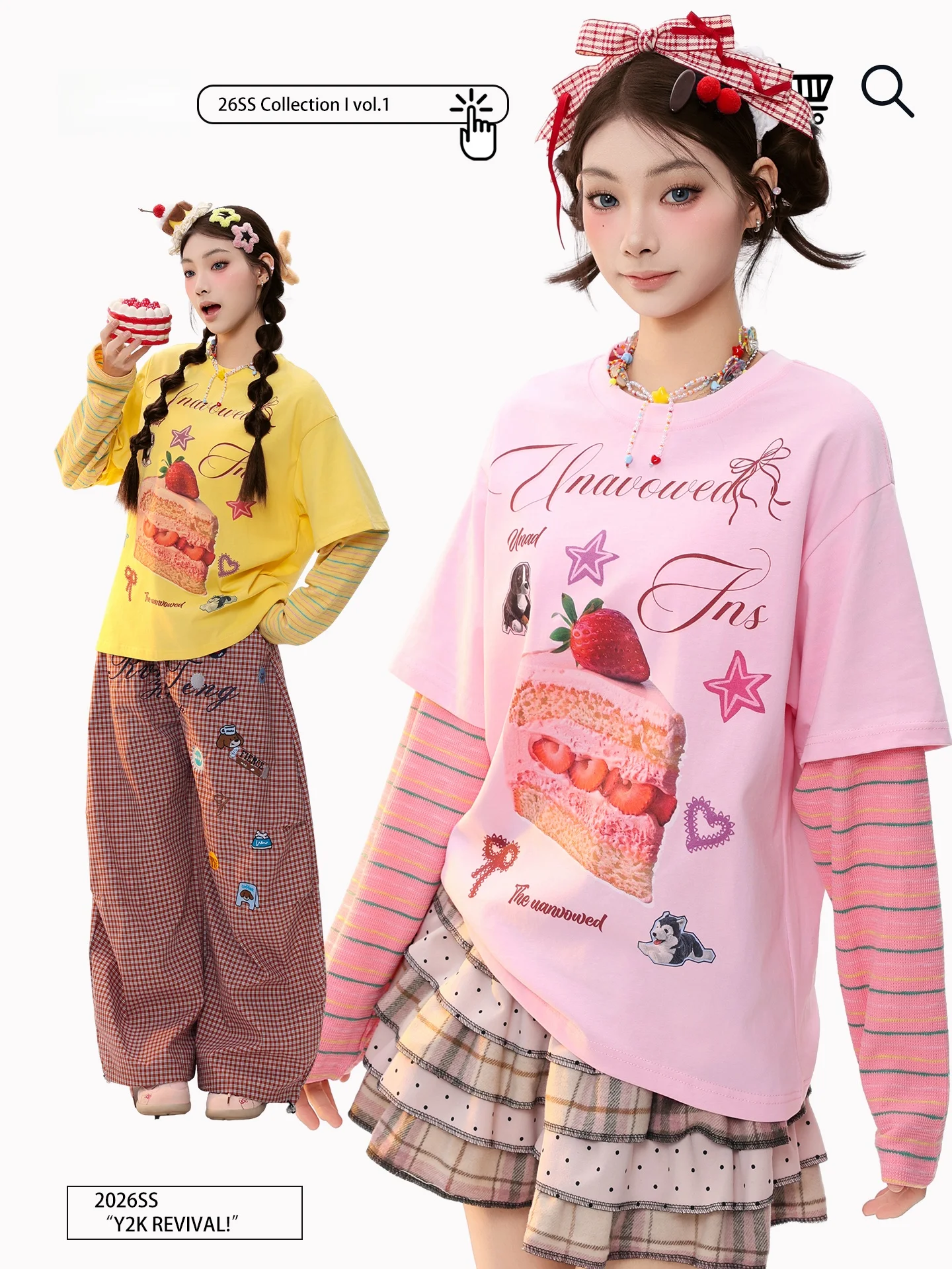 Sweet Strawberry Cake Print Long Sleeve T-Shirt Women's Loose Fit Vintage Style Top PBB Dopaamine Casual Cotton Tee
Sweet Strawberry Cake Print Long Sleeve T-Shirt Women's Loose Fit Vintage Style Top PBB Dopaamine Casual Cotton Tee