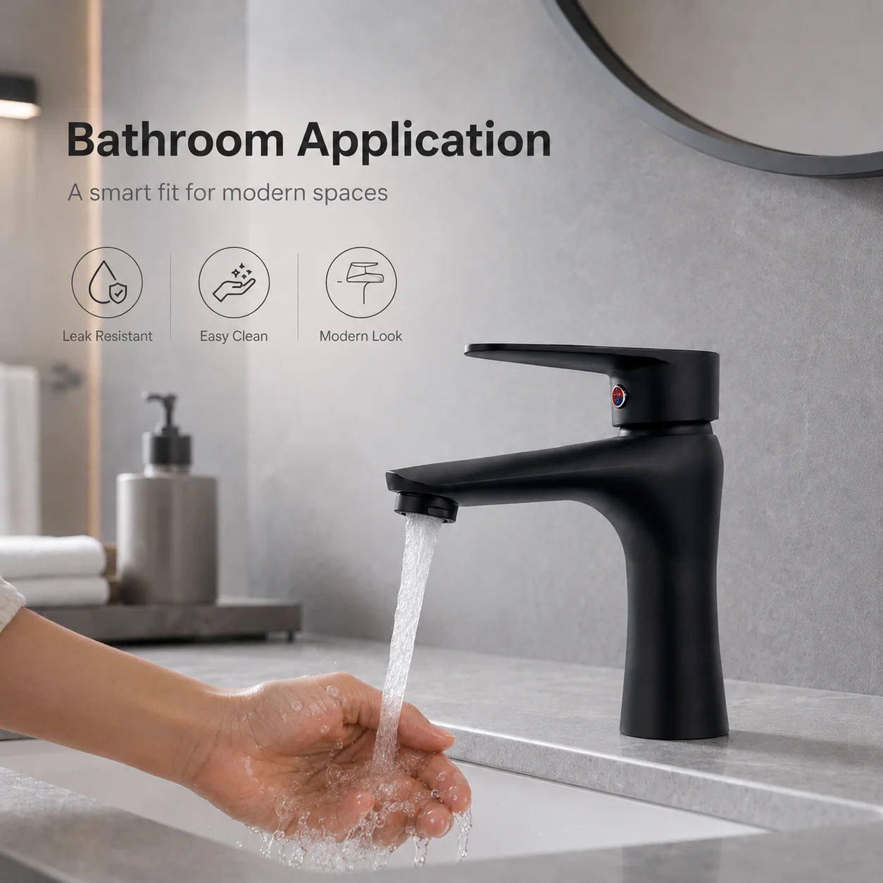 Matte Black Solid Brass Basin Faucet, Single Handle Hot Cold Tap with Soft Aerated Stream for Bathroom Vanity
Matte Black Solid Brass Basin Faucet, Single Handle Hot Cold Tap with Soft Aerated Stream for Bathroom Vanity