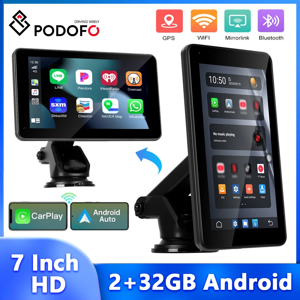 Podofo 7'' Smart Screen Player 2+32G Touch Screen Car DVR WIFI Reversing Assist CarPlay Android Auto Bluetooth AUX FM Navigation
Podofo 7'' Smart Screen Player 2+32G Touch Screen Car DVR WIFI Reversing Assist CarPlay Android Auto Bluetooth AUX FM Navigation