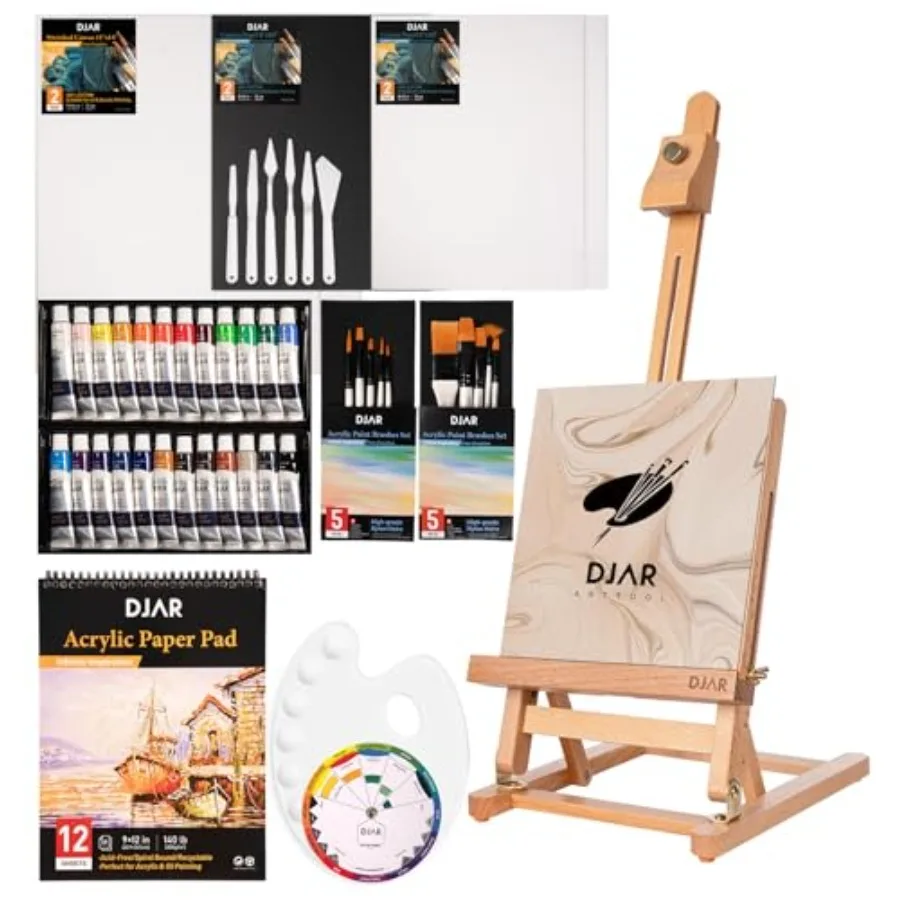 49 pcs Acrylic Art Set with 25" Art Easel, Adjustable Beech Wood Wooden for Painting, Painting Supplies with 24 Acrylic Paints,
49 pcs Acrylic Art Set with 25" Art Easel, Adjustable Beech Wood Wooden for Painting, Painting Supplies with 24 Acrylic Paints,