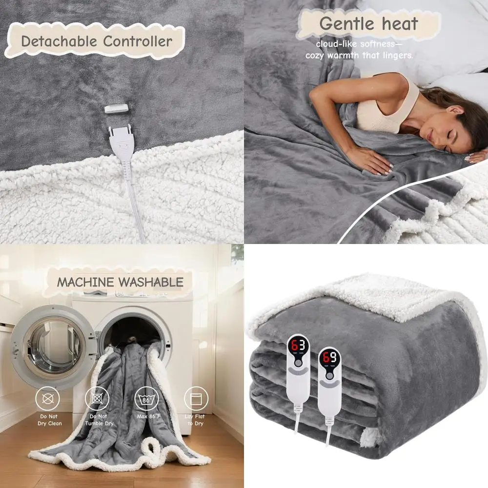 Queen Size Electric Blanket 84x90, Soft Flannel, Dual Controls, 9 Heat Levels, Auto-Off, Overheat Protection
Queen Size Electric Blanket 84x90, Soft Flannel, Dual Controls, 9 Heat Levels, Auto-Off, Overheat Protection