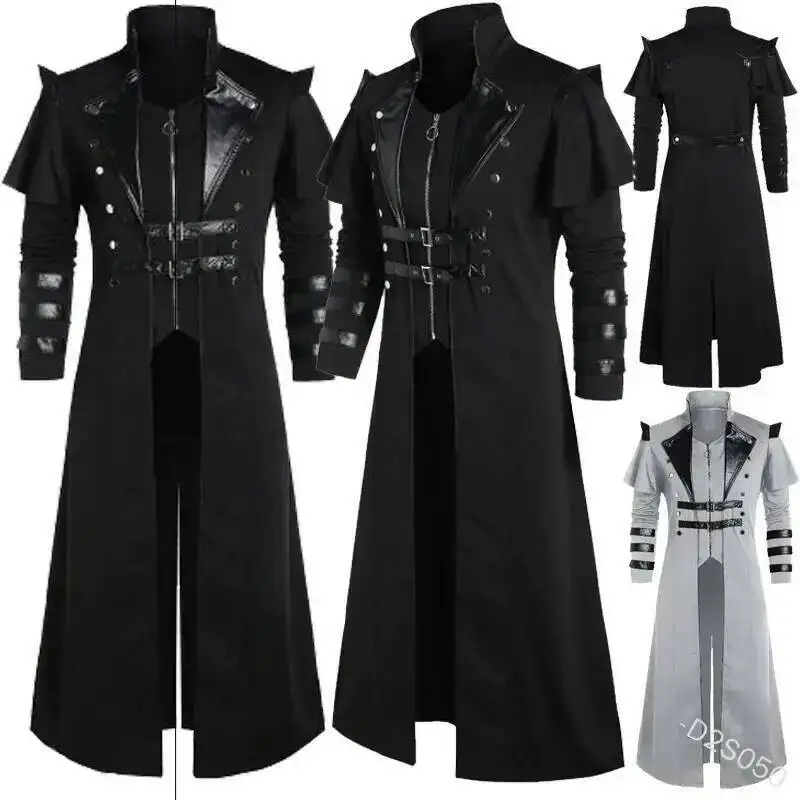 Halloween Medieval Steampunk Assassin Elves Pirate Costume Adult Men Black Long Split Jacket Gothic Armor Leather Coats Vintage
Halloween Medieval Steampunk Assassin Elves Pirate Costume Adult Men Black Long Split Jacket Gothic Armor Leather Coats Vintage