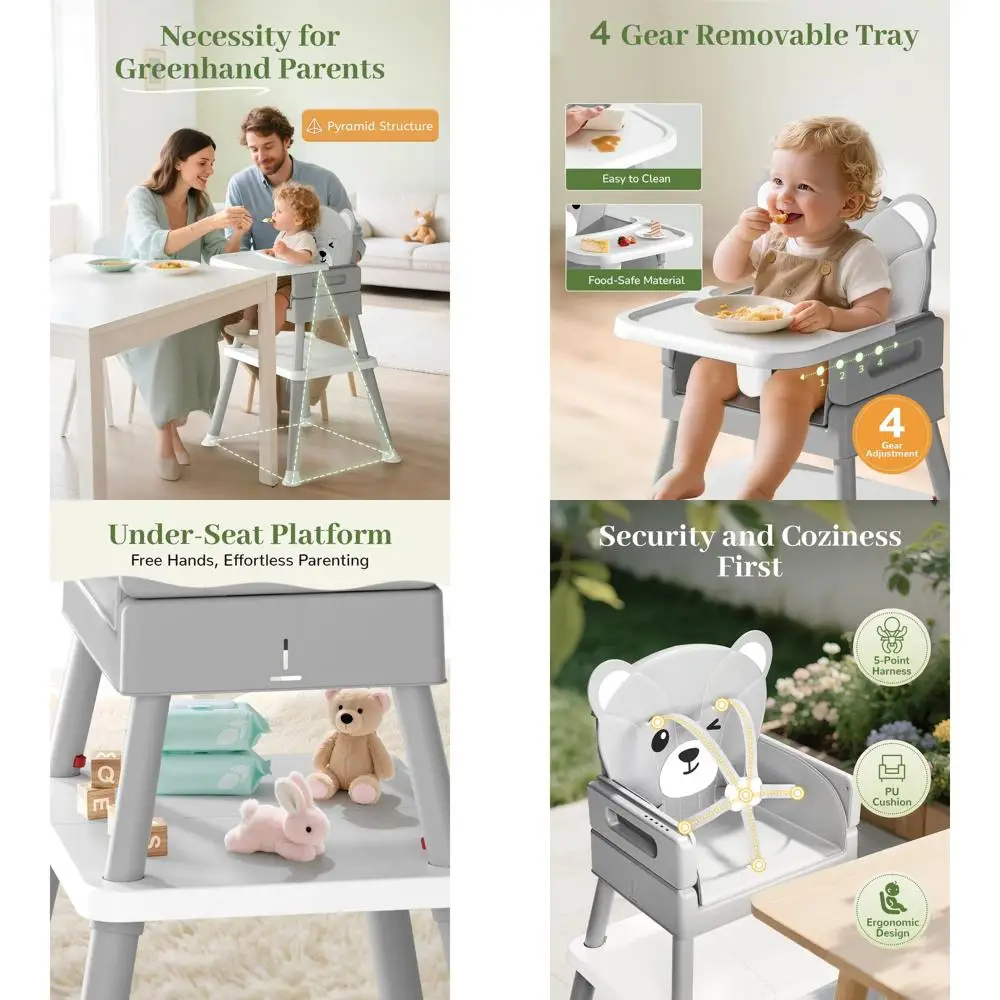 6-in-1 Toddler High Chair with 5-Point Harness, Removable Tray, Easy Clean, Ergonomic Design, Suitable for 6-36 Months, 35 lbs,
6-in-1 Toddler High Chair with 5-Point Harness, Removable Tray, Easy Clean, Ergonomic Design, Suitable for 6-36 Months, 35 lbs,