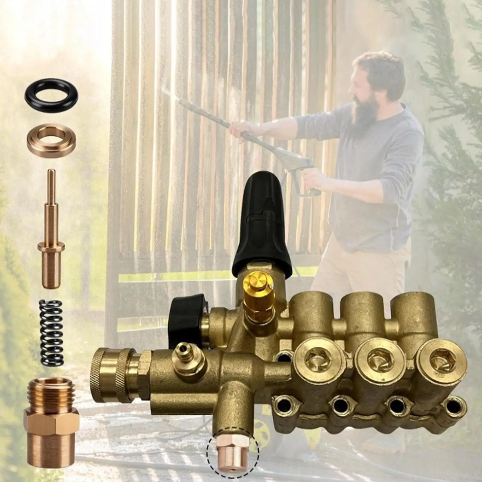 Pressure Washer Boost Valve Durable Metal Golden Black 7110117 Replacement for High Pressure Water Pump
Pressure Washer Boost Valve Durable Metal Golden Black 7110117 Replacement for High Pressure Water Pump