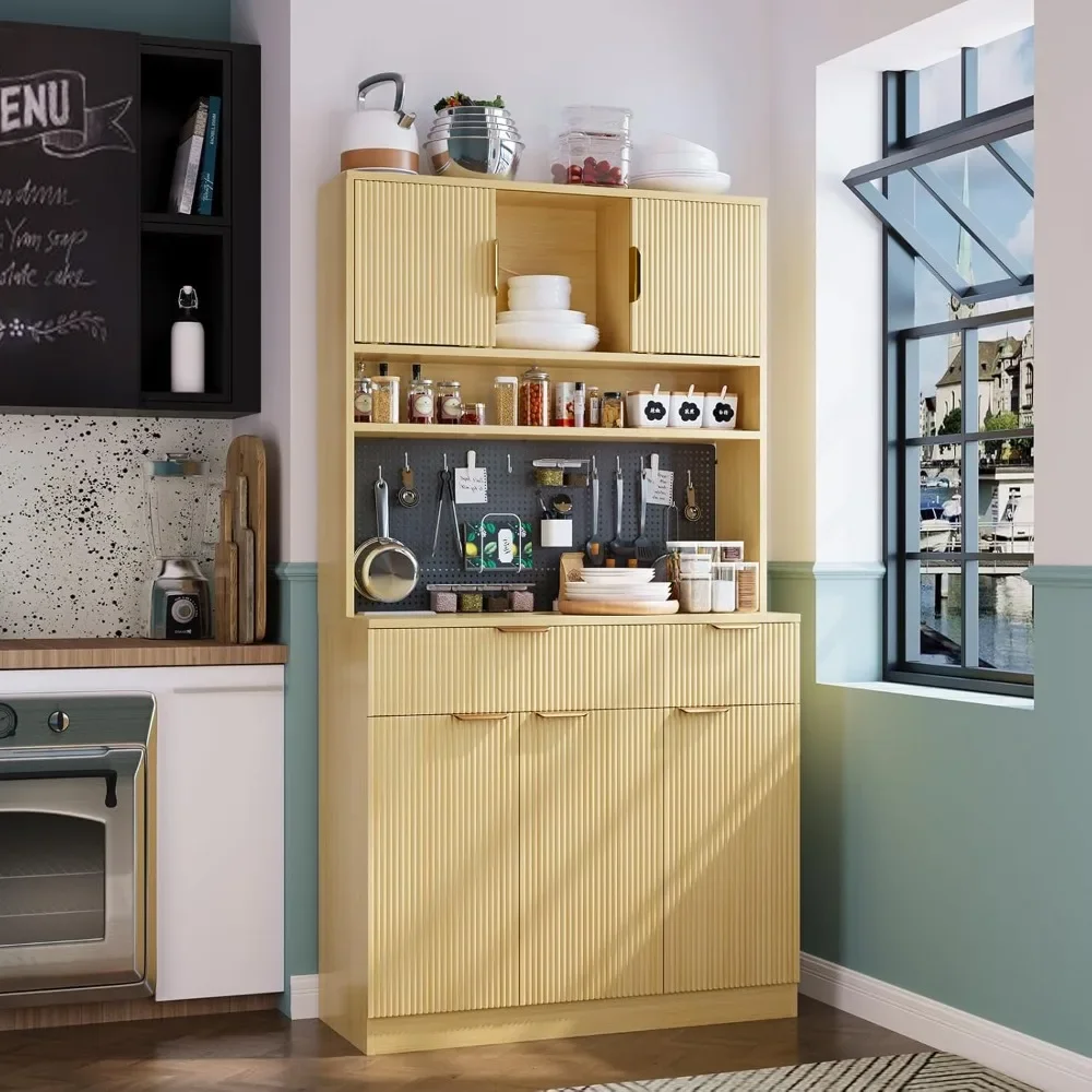 Kitchen Pantry with Storage and Pegboard, 71 Inch High Hutch Storage Cabinet with Electrical Outlets, Bohemian Style Pantry
Kitchen Pantry with Storage and Pegboard, 71 Inch High Hutch Storage Cabinet with Electrical Outlets, Bohemian Style Pantry