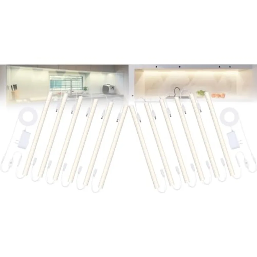 Plug-in Under Cabinet Lights Daylight White 4000K, Dimmable LED Under Cabinet Lighting, 12PCS x 12 Inch Under-Counter Light Fix
Plug-in Under Cabinet Lights Daylight White 4000K, Dimmable LED Under Cabinet Lighting, 12PCS x 12 Inch Under-Counter Light Fix