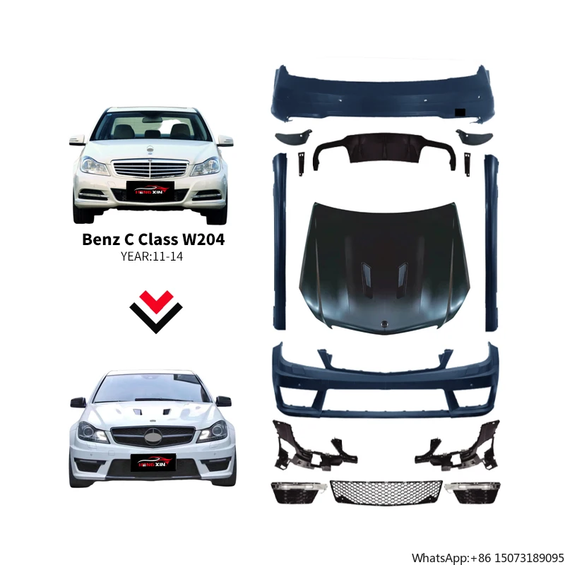 W204 Conversion Kit Car Body Front Rear Bumper Side Fender for -W204 Body Kit for C63 Sedan Only 2011-2014
W204 Conversion Kit Car Body Front Rear Bumper Side Fender for -W204 Body Kit for C63 Sedan Only 2011-2014