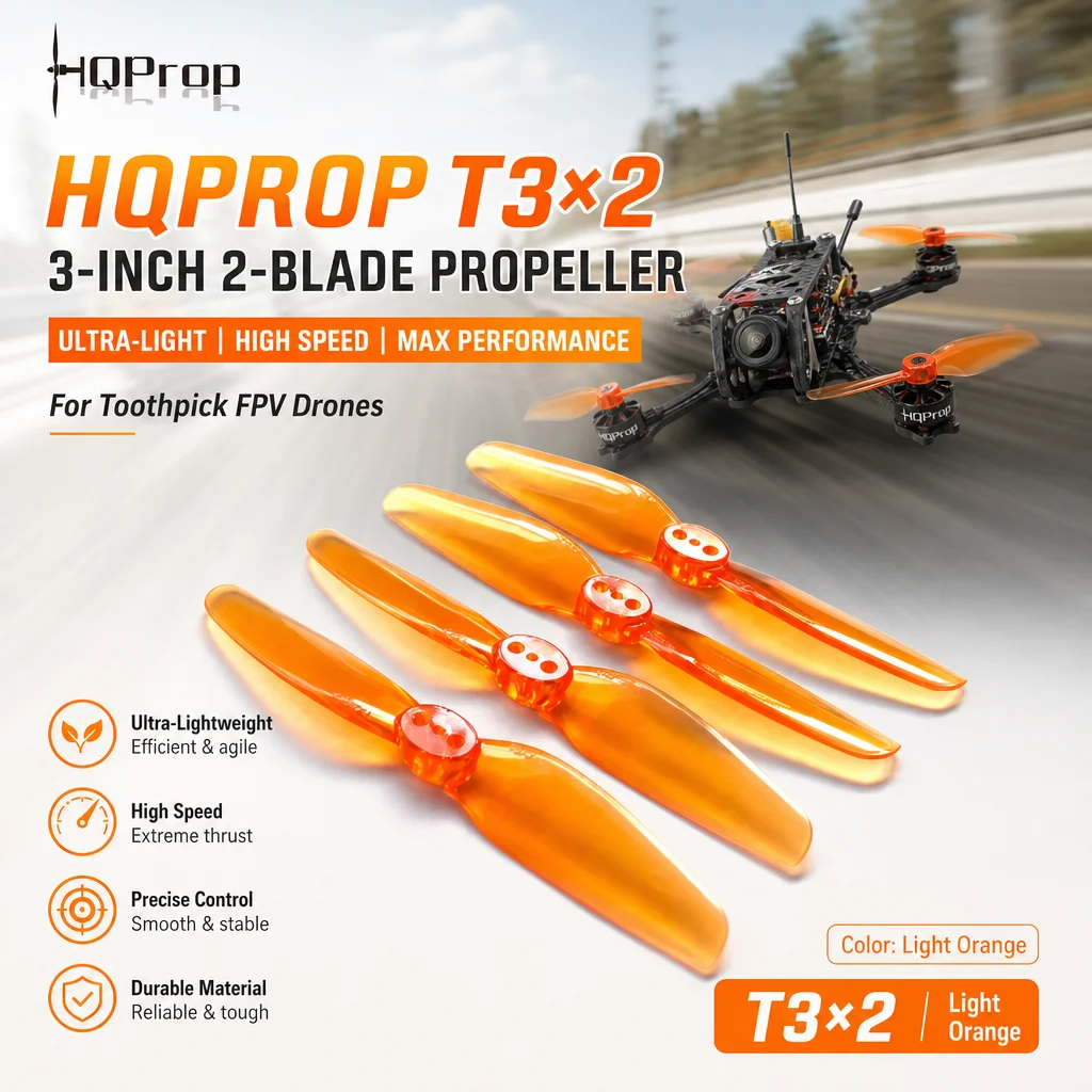 HQProp T3x2 HQ3020 3Inch 2-Blade Ultra-Light Propeller High Speed Racing for Toothpick FPV Drones
HQProp T3x2 HQ3020 3Inch 2-Blade Ultra-Light Propeller High Speed Racing for Toothpick FPV Drones