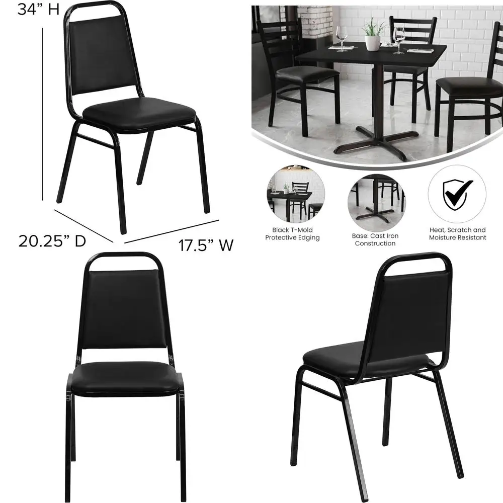 5-Piece 36" Square Laminate Dining Table/Chairs Set, Restaurant Dining Set with Table, X-Base, and 4 Trapezoidal Back Chairs, Bl
5-Piece 36" Square Laminate Dining Table/Chairs Set, Restaurant Dining Set with Table, X-Base, and 4 Trapezoidal Back Chairs, Bl